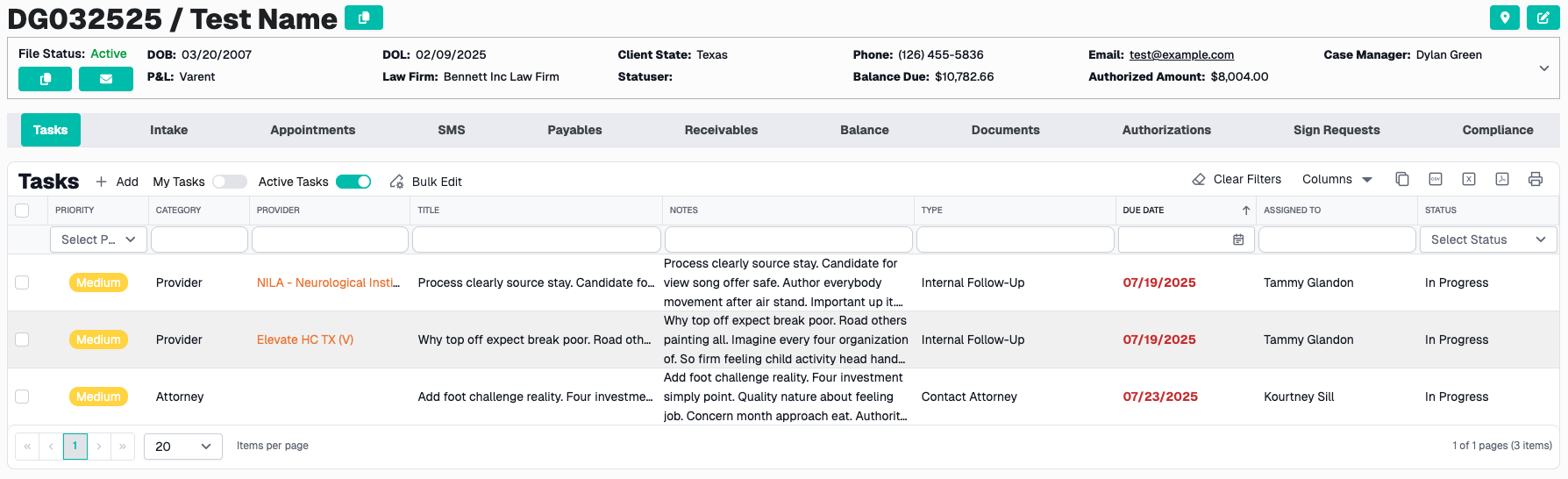 Case File Tab Overview