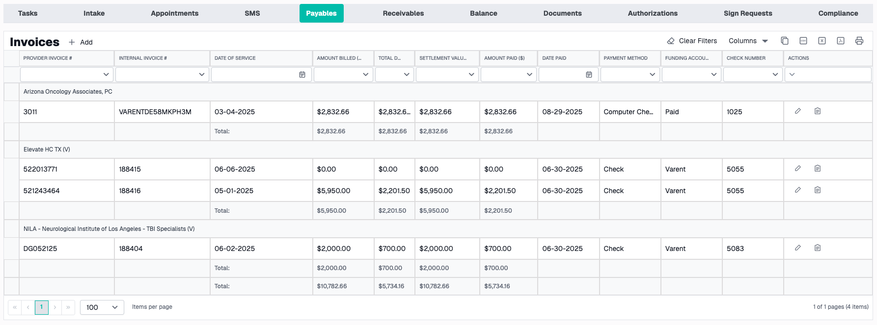 Case File Tab Payables Tab