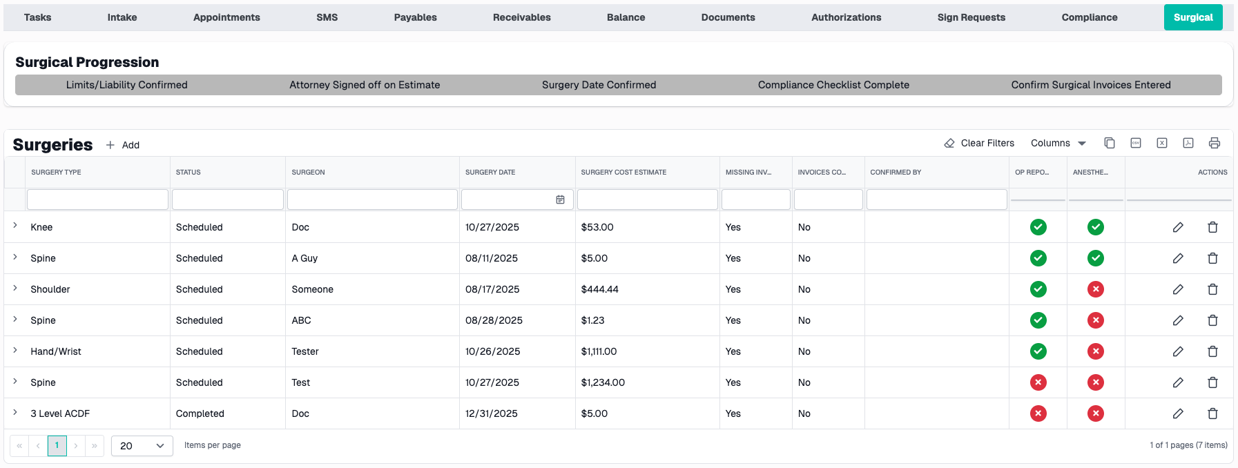 Case File Tab Surgical Tab