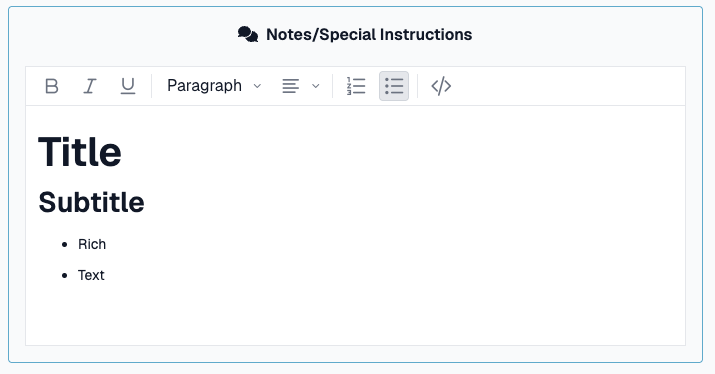 Providers Form Notes
